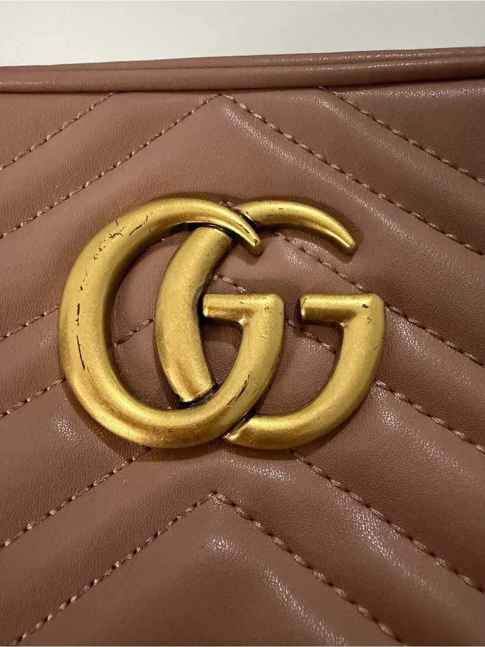 Gucci Brown Chevron Crossbody with Gold Double-G